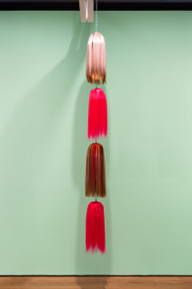 Patricia Piccinini Strand (Double Double Brunette), 2023; synthetic hair, plastic, stainless steel, mechanism; dimensions variable; more info; enquire