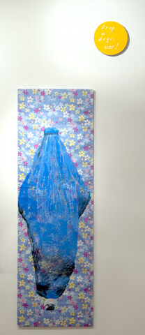 Jenny Watson Burka, 2010; Part 1: acrylic on rabbit skin glue primed Hong Kong cotton, 210 x 67 cm
Part 2: acrylic on prepared stretcher, 30 cm diameter
; enquire