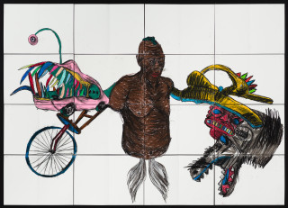 Pierre Mukeba KINGA, 2021; charcoal and pastel on archival paper; 120 x 168 cm; more info; enquire