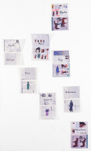 Jenny Watson Group 6: Places, 1999; (Horse racing magazine); Pelikan and Schminke watercolour on Japanese found papers; dimensions variable; enquire