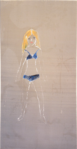 Jenny Watson Girl, 1995; oil on gold synthetic + acrylic on stretcher; 100 x 52 cm; enquire