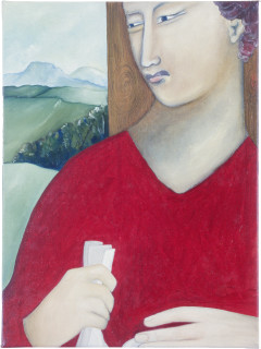 Vivienne Shark LeWitt Other Man with a Letter, 1986; oil on linen; 40.8 x 30.6 cm; enquire