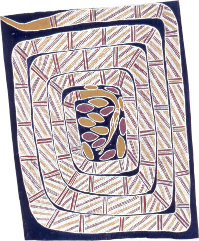 Jimmy Yanganiny Wititj - Olive Python, 1989; natural ochre pigments on Stringybark; 92 x 73 cm; enquire