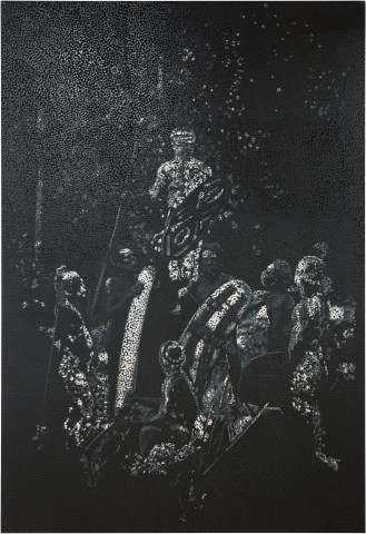 Daniel Boyd Untitled (RCB), 2016; oil, acrylic and polymer medium on canvas; 304 x 208 cm; enquire