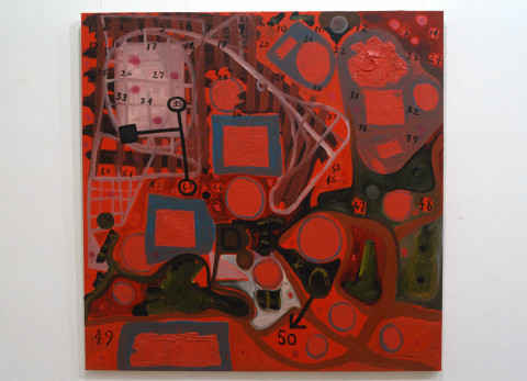 Gareth Sansom Numbers and Shapes, 1991; mixed media on linen; 137 x 137 cm; enquire