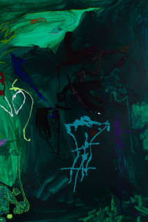 Tom Polo and afterwards, a garden (detail), 2026; acrylic and Flashe on polycotton; 213 x 198 cm; enquire