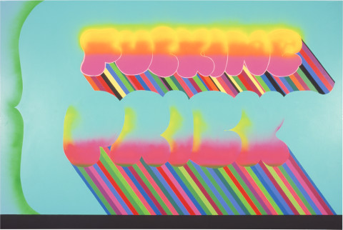 Dale Frank You Prick, 2001; from the series Cat #2; acrylic & fluoro paint on canvas; 200 x 300 cm; enquire