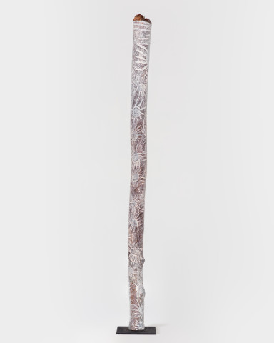 Nyapanyapa Yunupiŋu Ganyu, 2018; 2460-18; natural earth pigments on hollow log; 243 x 15 x 15 cm; more info; enquire