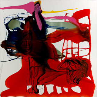 Dale Frank His girlfriend from Europe was called Paisley Ash winner of an Ugly Beauty pageant, 2012; varnish on canvas; 200 x 200 cm; enquire