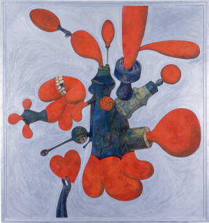 Martin Sharp The Love Machine, 1965; oil, silver paint; 151 x 141.5 cm; enquire