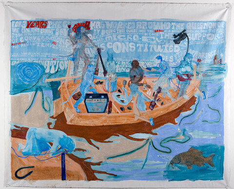 A Constructed World Monkeys on a boat, 2012; synthetic polymer paint on canvas; 187 x 234 cm; enquire