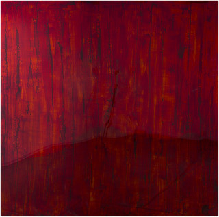 Dale Frank Bangladeshi, 2017; bluebird blood under  Liquid Glass on perspex; 200 x 200 cm; enquire