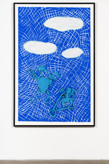 installation view; Dhambit Munuŋgurr Ḏulk ga Maŋan, 2024; 5178-24; acrylic on paper; 180 x 114 cm; enquire