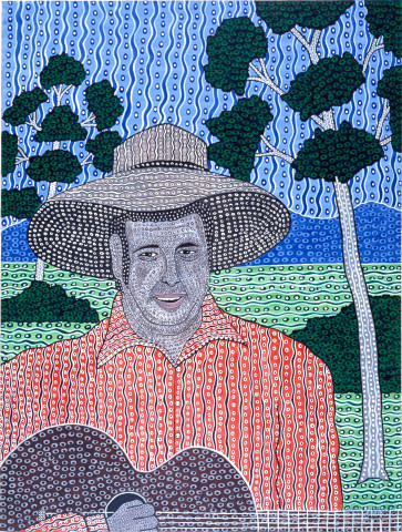 Robert Campbell Jnr Slim Dusty, 1987; acrylic on canvas; 91 x 120 cm; enquire
