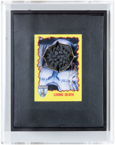 Rohan Wealleans Living Death, 2014; paint and polystyrene on trading cards; 17 x 13.8 x 9 cm; enquire