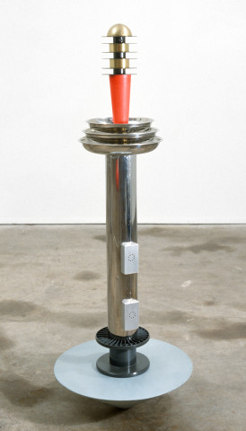 Robert Owen Turning Point, 1985; galvanized iron, stainless steel, aluminium, brass, plastic and rubber; 106 x 39 x 39 cm; enquire