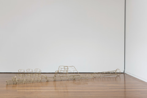 Marley Dawson Public furniture - Center City (light/ladder), 2018; brass, silver solder; 90 x 325 x 38 cm; Enquire