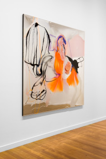 installation view; Dale Frank He always thought from the little that he knew that this was enough to make him confident that he was doing the right thing, 2025; colour powder pigments in Epoxyglass, Epoxyglass, on perspex; 200 x 200 cm; enquire