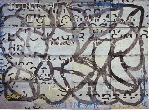 Imants Tillers Nature Speaks: CD, 2009; acrylic, gouache on 16 canvasboards, no. 85824 - 85839; 102 x 143 cm; enquire