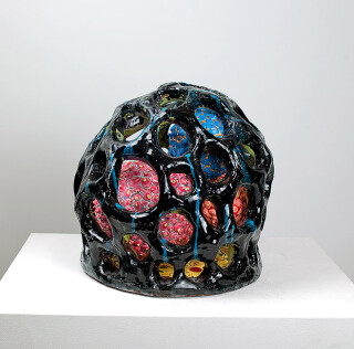 Rohan Wealleans Spore holding pod stage 4, 2008; ceramic, paint, polystyrene and fiberglass; 30 x 27 x 27 cm; enquire