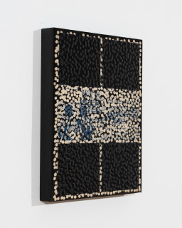 Daniel Boyd Untitled (IJWWEIWN), 2025; oil, ink and archival glue on paper mounted to board; 30 x 25 cm; enquire