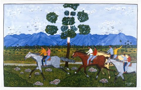 Robert Campbell Jnr Riding Wild Horses, 1988; acrylic on canvas; 115 x 181 cm; enquire