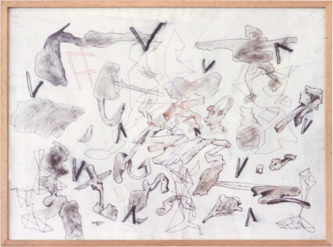Gareth Sansom Sacks, 1981; mixed media on paper; 56.5 x 77 cm; enquire