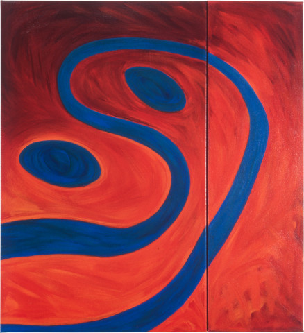 Linda Jackson Blue River, 1998; acrylic on canvas; 120 x 110 cm; diptych; enquire