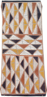 Les Midikuria Milky Water, 1993; natural ochre pigments on bark; 56 x 131 cm; enquire