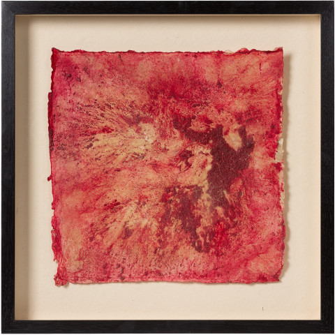 Kirtika Kain sex, 2019; sindoor pigment, wax, plaster, hand made paper; 55 x 55 cm; enquire