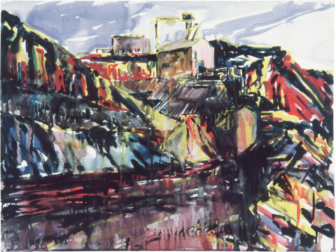 Mandy Martin Drawing for Landscape Prothesis 3, 1985; pigment, enamel paint on arches paper; 56.5 x 75.6 cm; enquire