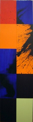 Lindy Lee Nine Heavens, 2003; oil wax and acrylic on board; 10 panels 207.5 x 57cm; enquire