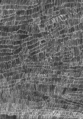 Nyapanyapa Yunupiŋu 45. Birrka'mirri 16, 2011; 4303F; paint pen on clear acetate plastic; 83.5 x 59.5 cm; enquire