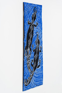 Dhambit Munuŋgurr Bäru, 2024; 7750-24; acrylic on bark; 225 x 92 cm; enquire