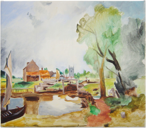 Linda Marrinon A boat passing a lock after John Constable, 2001; oil on canvas; 35.5 x 41 cm; enquire