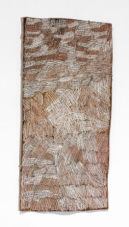 Nyapanyapa Yunupiŋu Untitled, 2012; 4099Y; natural earth pigments on bark; 86 x 40 cm; enquire