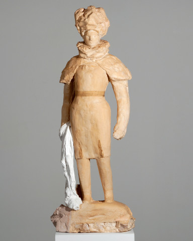 Linda Marrinon Woman wearing Jacobean ruff, 2007; tinted plaster; 79 x 25 x 15 cm; enquire