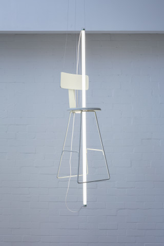 Bill Culbert Off White, 2018; chair, fluorescent tube; 120 x 34 x 34 cm; enquire