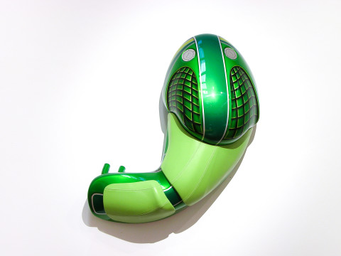 Patricia Piccinini Cyclepups: Mantis, 2005; fibreglass, automotive paint, leather and stainless steel; 40 x 110 x 50 cm; enquire