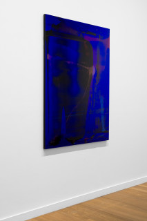 installation view; Dale Frank He lived in the shadow of his own flickering diminishing light, 2025; colour powder pigments in Easycast, Epoxyglass, on perspex; 160 x 120 cm; enquire