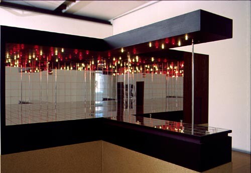 Callum Morton Next to Nothing, 2000; wood, mirrored perspex, acrylic, lights, sound; 163 x 154 x 122 cm; Edition of 3; enquire