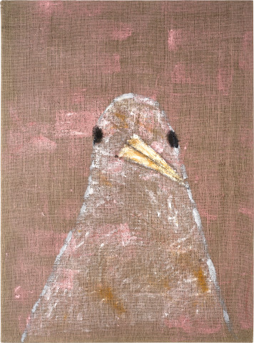 Jenny Watson Ginger, 2014; acrylic and Japanese pigments on gesso primed hessian; 135 x 99 cm; enquire