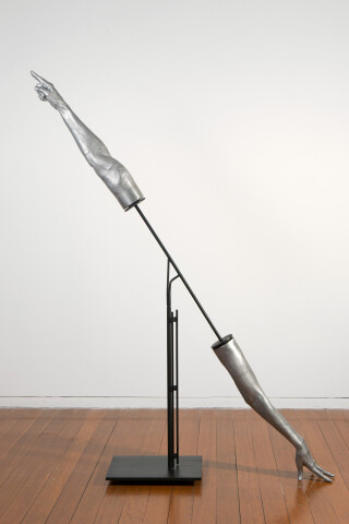 Julie Rrap Instrument: Touching and Pointing, 2015; cast aluminium and steel; 143 x 135 x 25 cm; Edition of 5 + AP 1; enquire