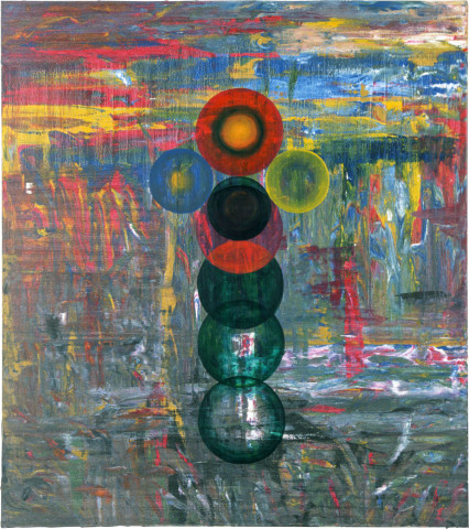 Dale Frank The Necessity and the Pregnant Current, 1986; acrylic & mixed media on canvas; 137 x 122 cm; enquire