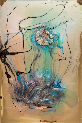 Dale Frank Portrait of Nick Mitzevich, 2022; Colour pigments in Epoxyglass, Epoxyglass on Perspex; 150 x 100 cm; more info; enquire