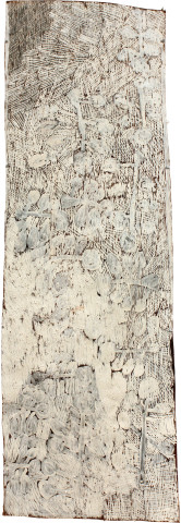 Nyapanyapa Yunupiŋu Badatjuna, 2011; 4046X; natural earth pigments on bark; 142 x 55 cm; enquire