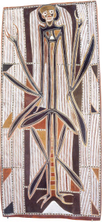 Les Midikuria Namorrordu, 1993; natural ochre pigments on bark; 65 x 142 cm; enquire