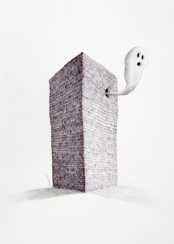 Teppei Kaneuji Tower #5, 2009; Ball-point pen & pencil on paper; 24.7 x 17.7 cm; enquire