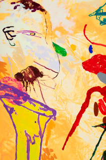Tom Polo double dance (detail), 2026; acrylic and Flashe on polycotton; 182 x 138 cm; enquire