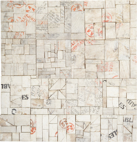 Rosalie Gascoigne White City, 1993-94; wood on craftboard; 110.5 x 108 cm; enquire